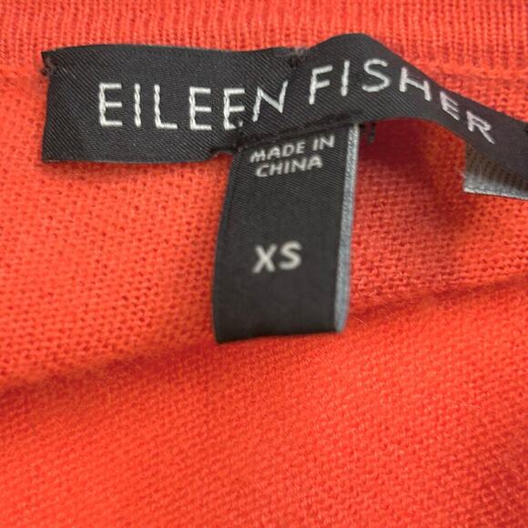 Eileen Fisher orange peach 100% cashmere waterfall open cardigan size XS - Picture 4 of 6